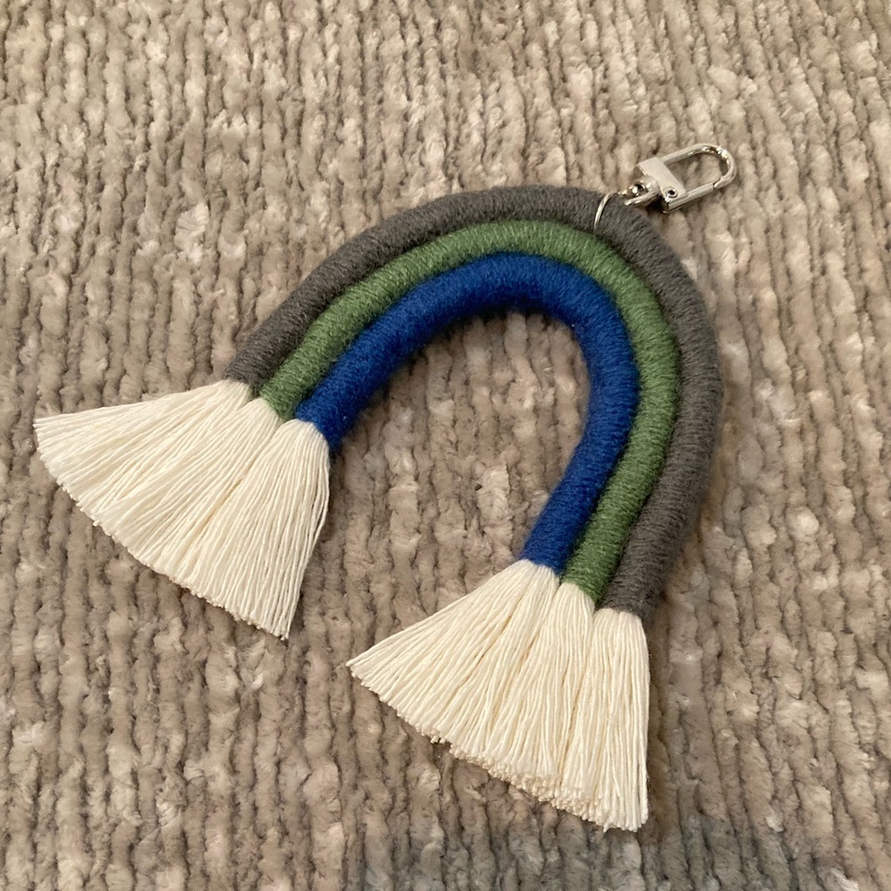 Boho Macrame Rainbow Keychain / Purse Charm/ Tassel